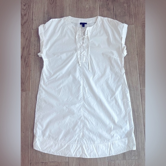J. Crew White Lace Up Cotton Shift Dress - Picture 5 of 6
